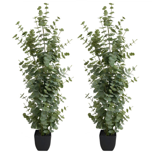 2PCS Artificial Eucalyptus Trees 4.25ft Large Faux Plants with Realistic Leaves Fake Trees Indoor Outdoor for Home Office Living Room Bedroom Foyer Porch Decor Modern Large Fake Plant Decor