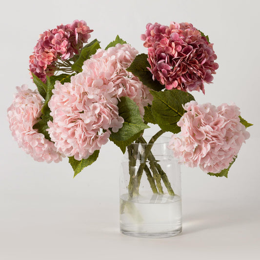 6 Pcs Pink Hydrangea Flowers Bouquets Silk Hydrangea Flowers with Stems Faux Hydrangea Stems for Home Wedding Party Table Core Decoration (Pink,6 Pcs)